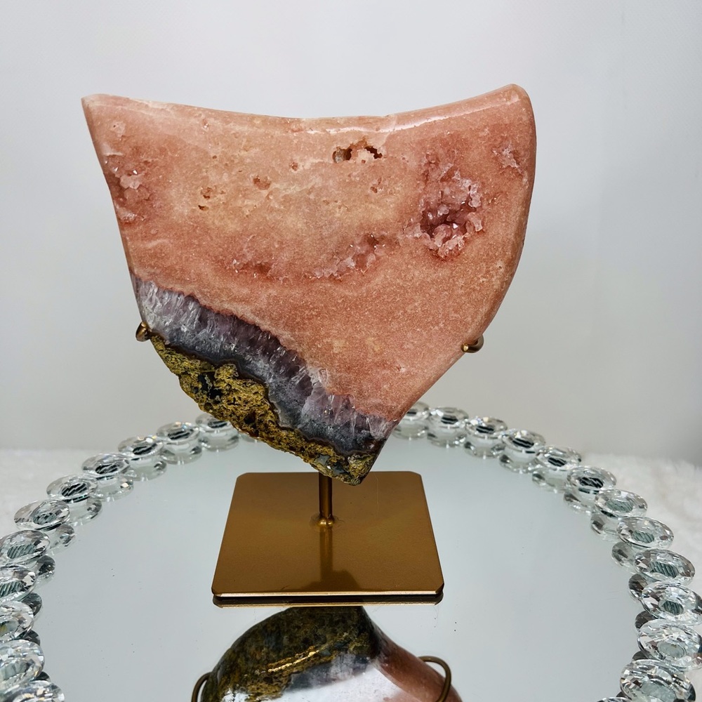 Brazilian Pink Amethyst druzy Sharks Tooth Slab